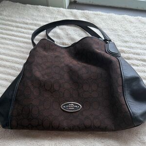 Coach Signature Brown and Black Hobo Bag